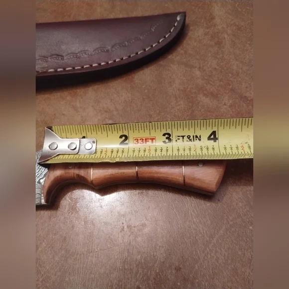 New Damascus steel blade men's hunting knife with sheath - Picture 9 of 10